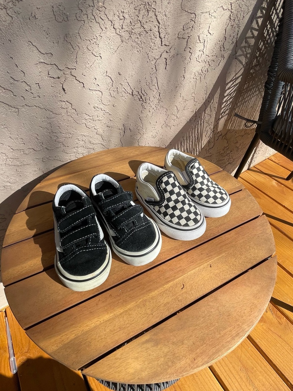 Vans Kids Black Suede Velcro Sneakers & Black-and-White Checker Slip-Ons - Picture 2 of 3